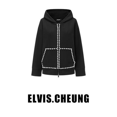 ELVIS.CHEUNG珍珠形饰边连帽卫衣