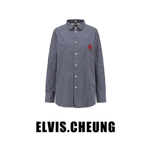 ELVIS.CHEUNG太阳格绣花衬衫