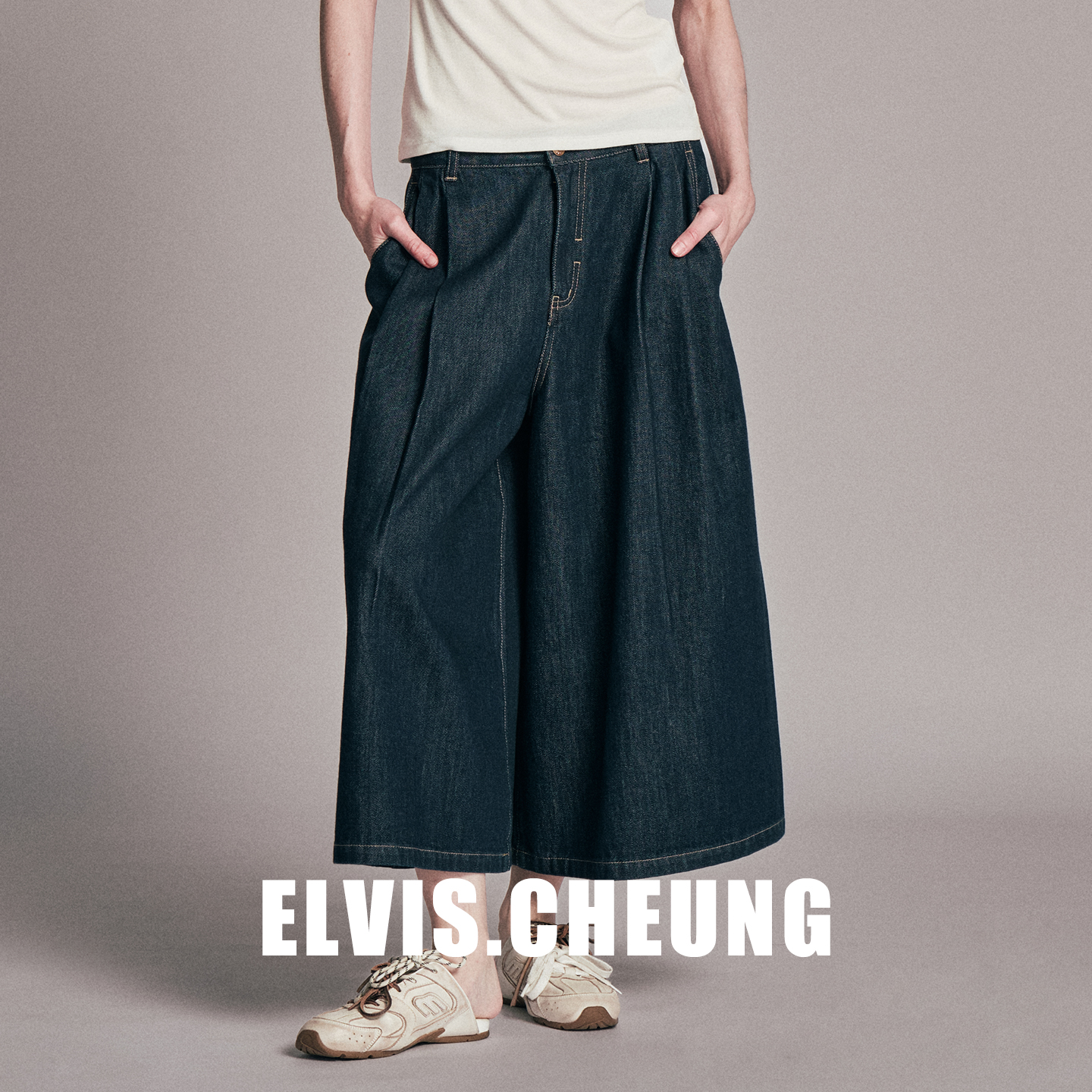 ELVIS.CHEUNG极简风牛仔阔腿裤