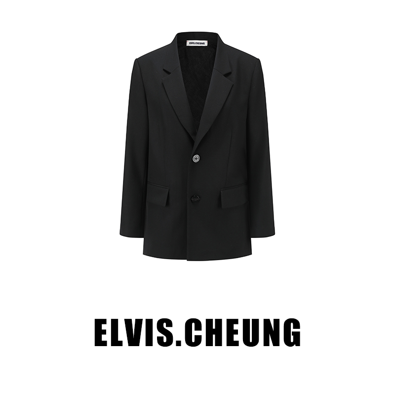 精纺结构蕾丝拼接宽松西装