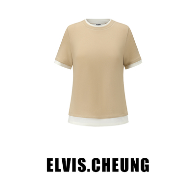 ELVIS.CHEUNG假两件圆领短袖T恤