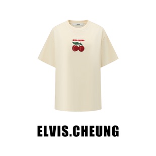 T恤男女款 ELVIS.CHEUNG25秋冬荔枝LOGO短袖 圆领简约休闲上衣百搭