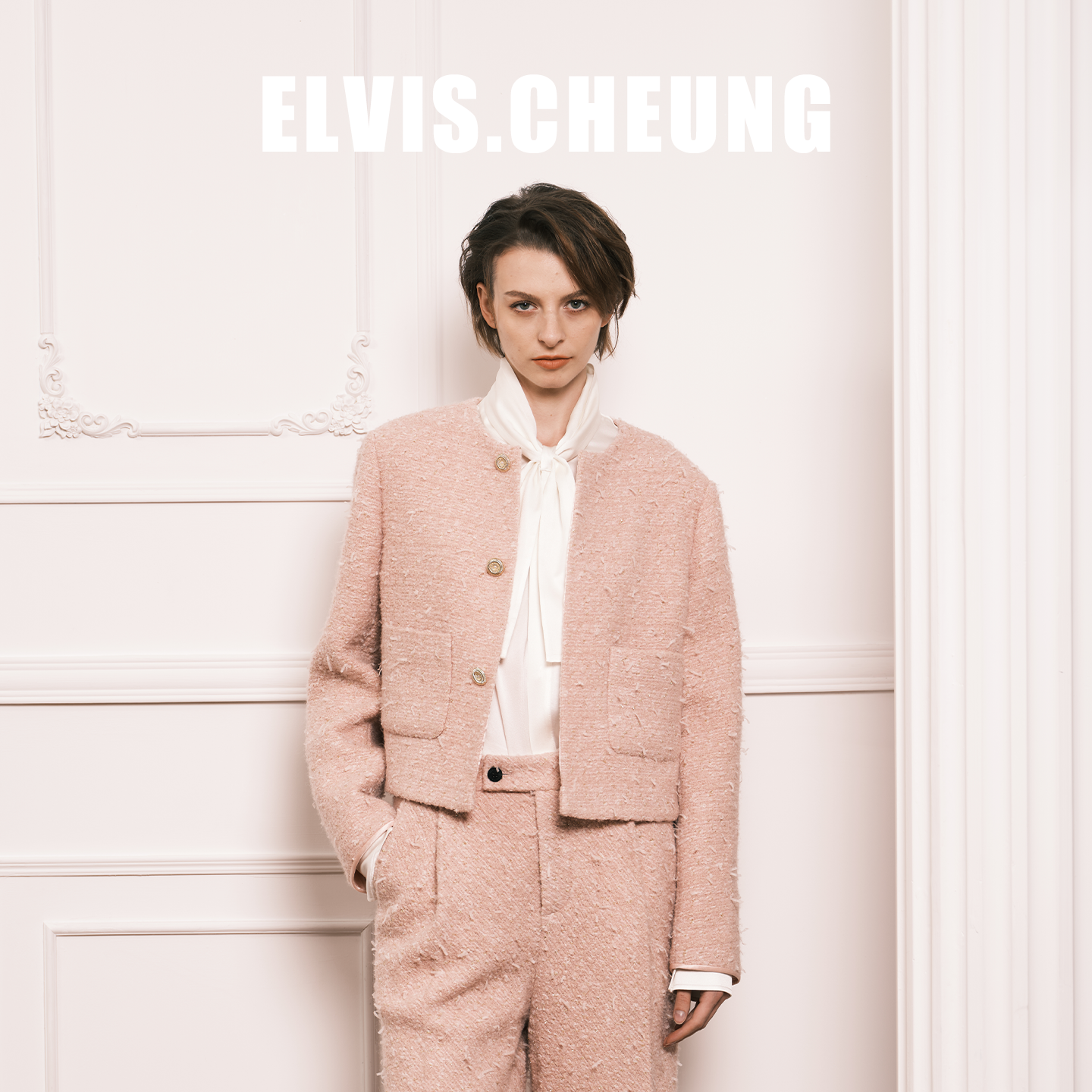 ELVIS.CHEUNG蝴蝶纱无领小香外套