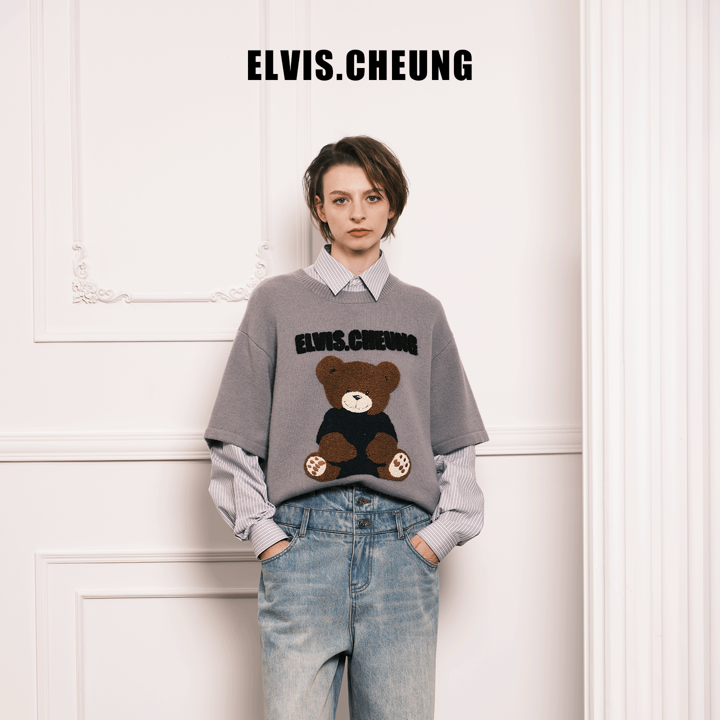 ELVIS.CHEUNG羊毛卡通泰迪熊T恤