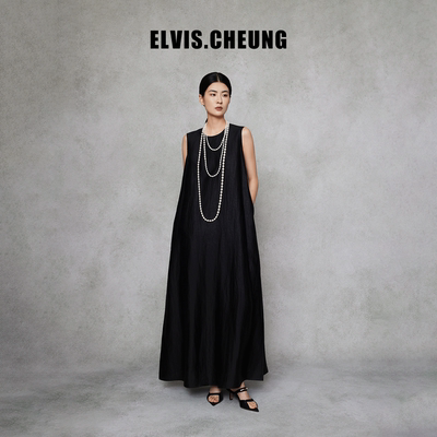 ELVIS.CHEUNG龟裂纹香云纱连衣裙