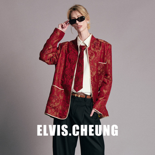 ELVIS.CHEUNG26贺岁新中式织锦香云纱貔貅招财提花对襟外套高级感