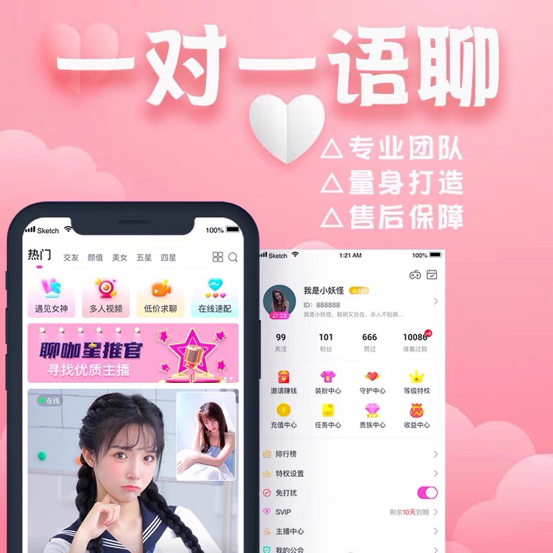 交友软件一对一直播交友APP源码短视频付费聊天语音社交系统开发