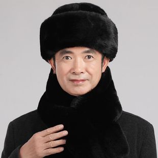 加厚中老年帽子仿水貂毛老人雷锋帽男士 保暖爷爷爸爸老头棉帽 冬季