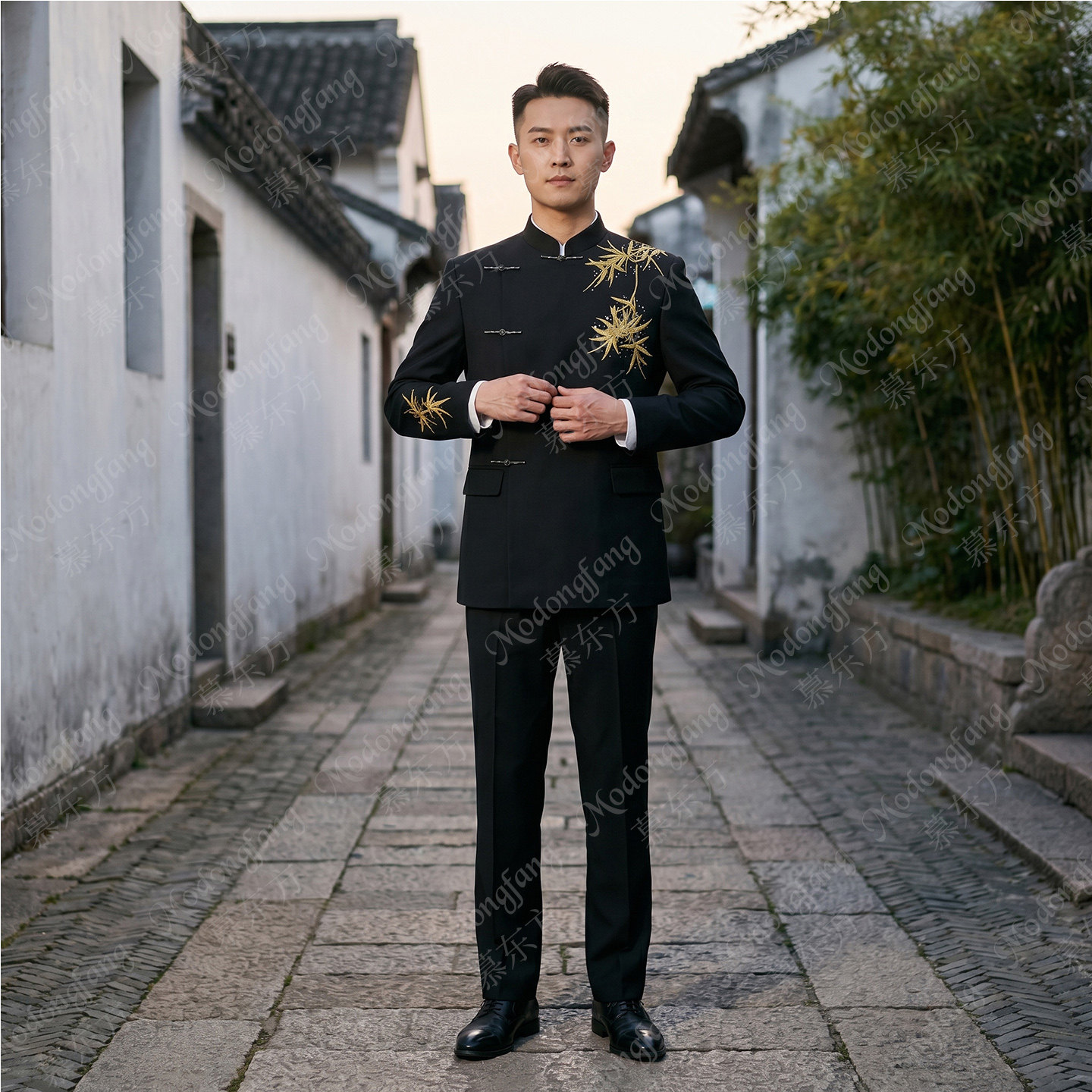 新中式男装立领中山装商务唐装男