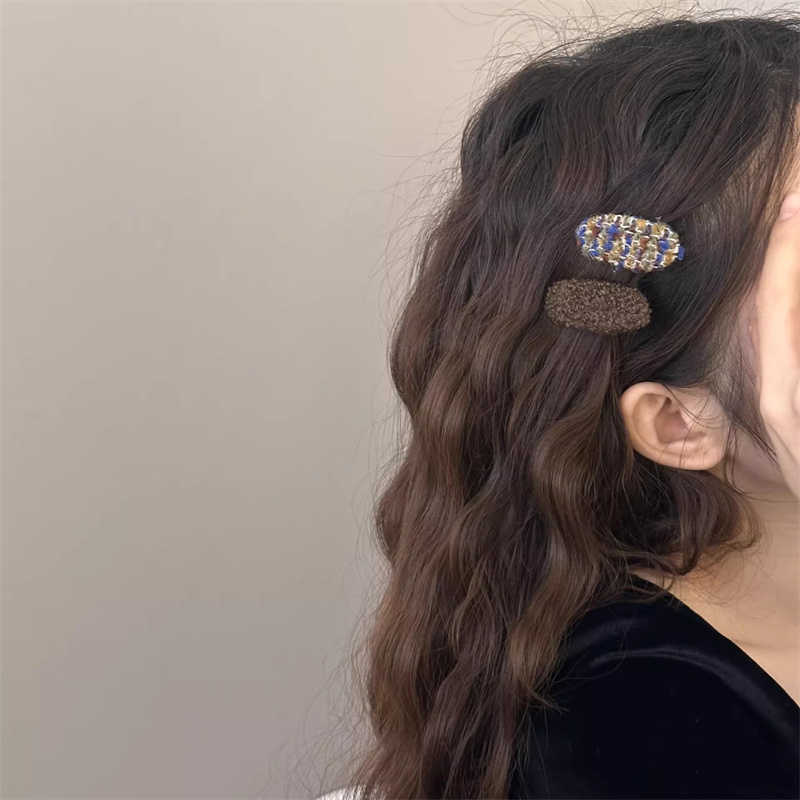 秋冬新款韩版发饰毛尼布艺椭