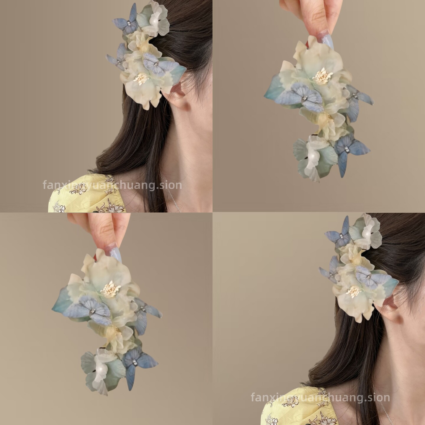 蝶恋花丛！早春立体蝴发夹