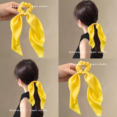 缎面黄色打结大肠发圈！马