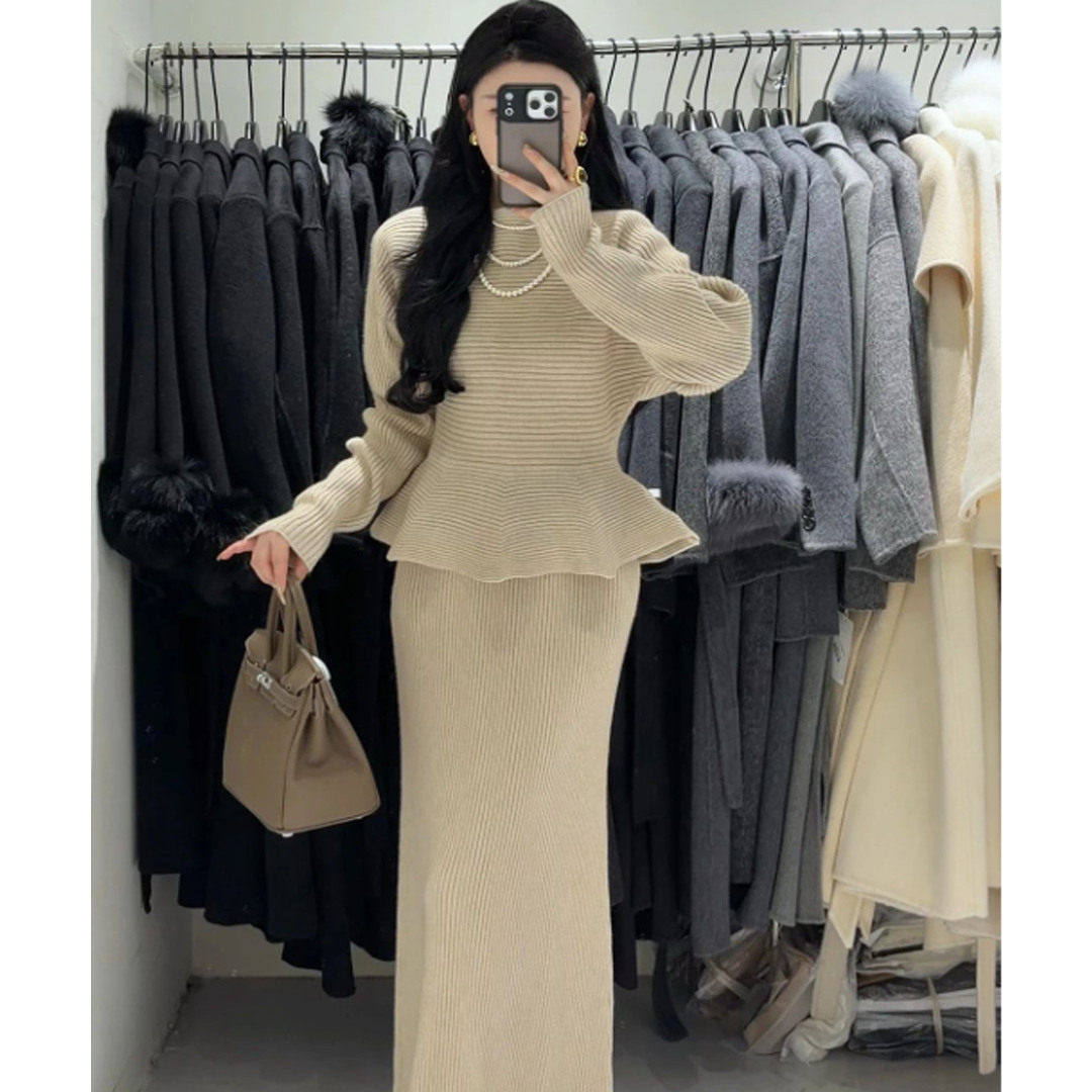 2026超火独特漂亮秋冬装一整套小香风毛衣收腰针织半身裙两件式套