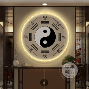 太极八卦图玄关装饰画画阴阳周易入户正对门挂画画LED灯河图洛书