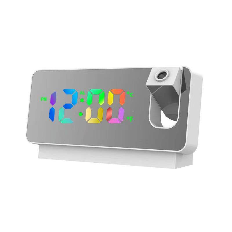 간단한 현대 LED 프로젝션 알람 시계 머리맡 디지털 시계 온도계 학생 데스크탑 전자 빛나는 침묵 시계