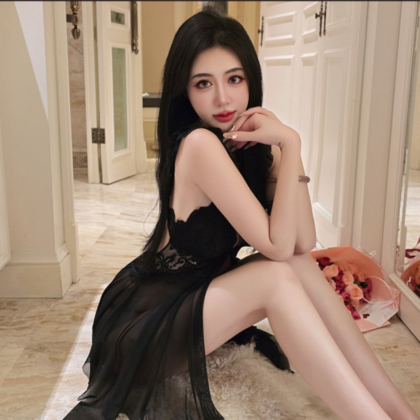 性感睡衣蕾丝睡裙带胸垫女