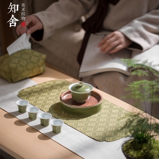 双面使用 十套色 织锦工艺 知舍 中式 干泡台 菱纹小茶席 涤丝材质