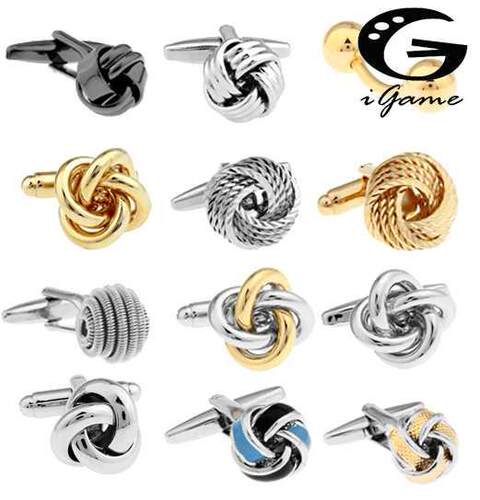 Free shipping Black Cufflinks for en fashion knot design to