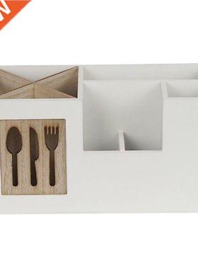 Kitchen Cutlery Holder with Dividers Wooden Flatware
