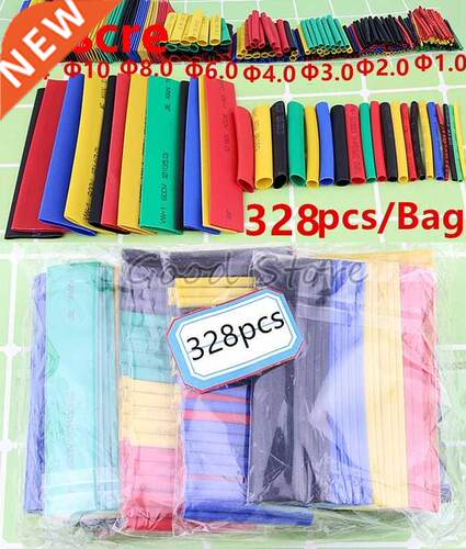 328Pcs Assorted Polyolefin Heat Shrink Tubing Tube Cable Sle