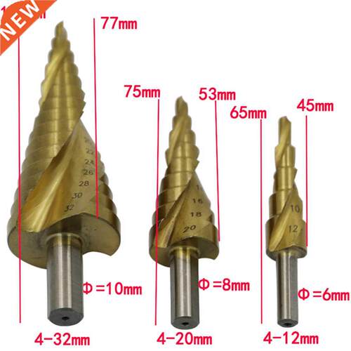 pcs HSS Spiral Grooved Step 1/4 Hex Shank Drills Bit 4mm -