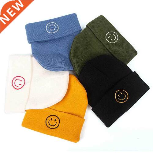 Cute Smile Crochet Knit Cap Beanie 2022 Autumn New Solid War