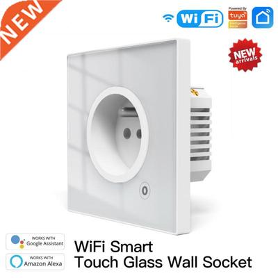 WiFi Smart Wall Socket Glass Panel Outlet Power Monitor