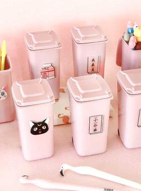 1PC Lovely Pink Girl Pen Container Desktop Bucket Girl