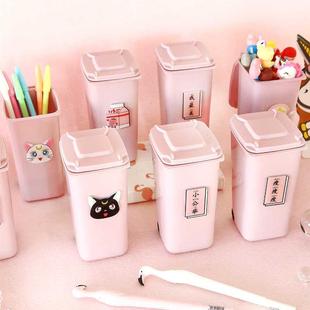 1PC Lovely Pink Girl Pen Container Desktop Bucket Girl