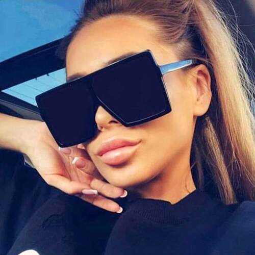 Oversized Shades Sunglasses Woman Black Fashion Square Big F