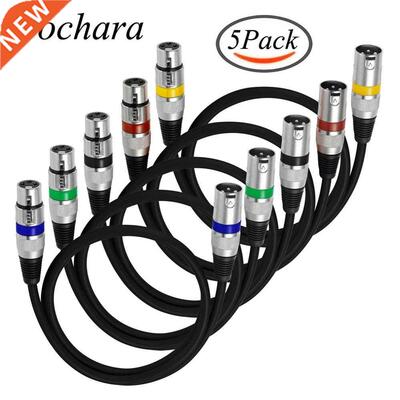 Bochara 5pcs Pack XLR Cable Male to Female 3Pin jack Audio