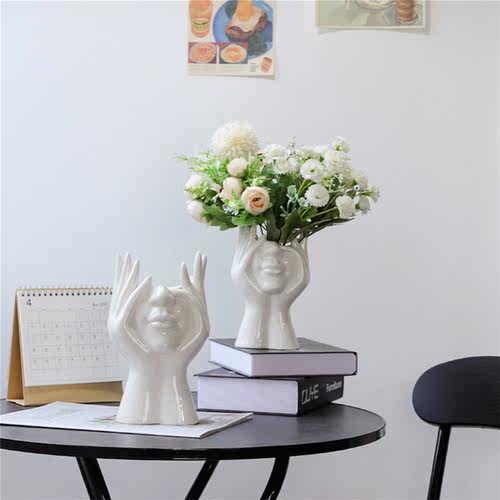 Ceramic Vases Human Face Hands Modern Abstract Elegant