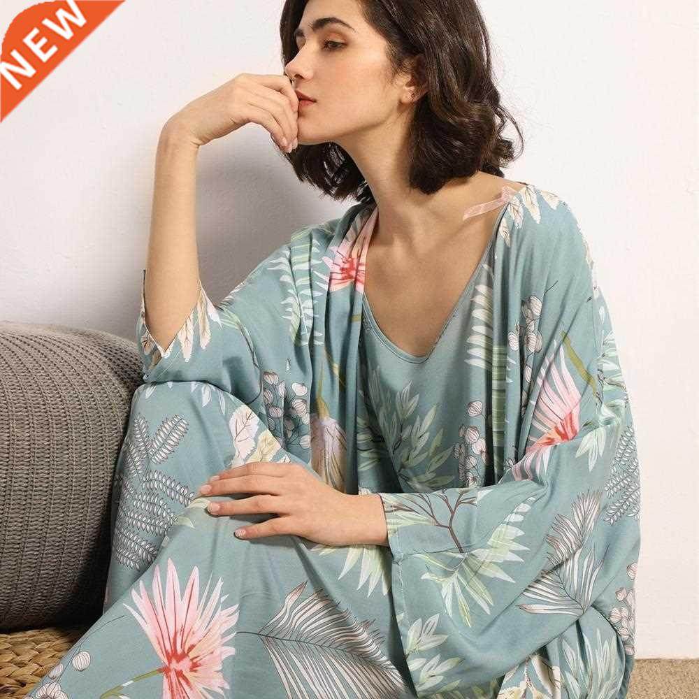julys song  pcs women pajamas set viscose floral printed