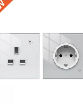 Tuya WiFi Wall Socket with Timer 16A Remote Control Glass Pa