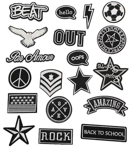 1pcs Assorted Black White Theme Iron on Patches sew on