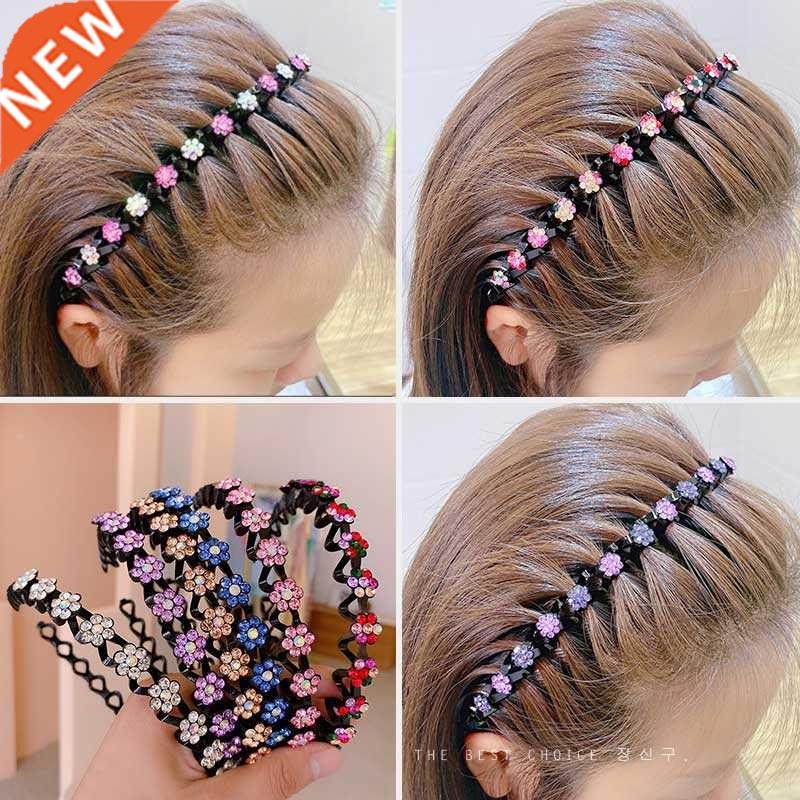 Fashion Pearl Non-Slip Rhinestone Hairbands Elastic Flower W