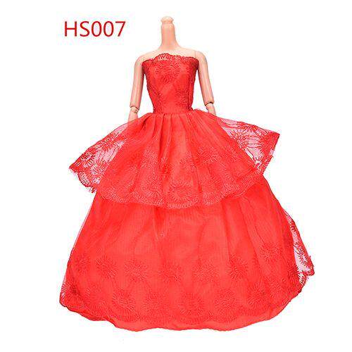 2017 Handmake wedding Bridal Red Gown Dress for Doll