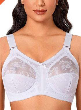 White Big Minimizer Bras Plus Size Lace Bra Women Unlined Fu