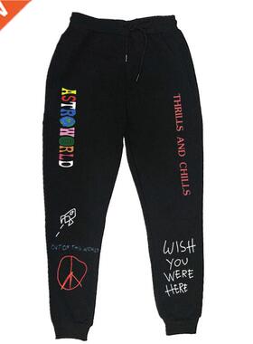Quality Fleece trousers TRAVIS SCOTT ASTROWORLD Letter Print
