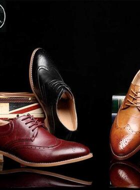 Big Size 44 45 en Leather Bullock Oxford Casual Dress Shoes