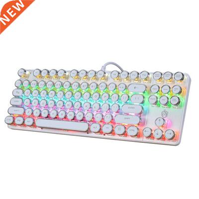 Punk Mechanical Keyboard USB Wired Round Retro Keycap Gaming