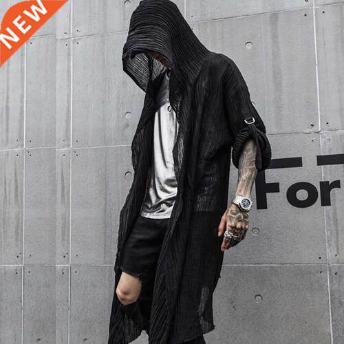 Nightclub DJ singer punk rock hip hop long shirt black hoode