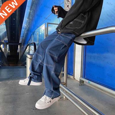 Men Jeans Wide Leg Denim Cargo jean pants Loose Straight Bag