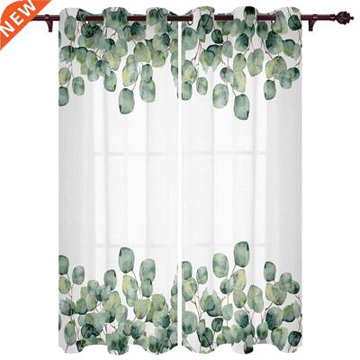 Tropical Plants Eucalyptus Leaves Window Curtains Kitchen