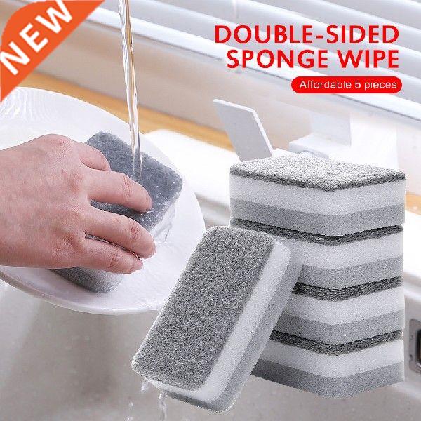 5/10pcs Home Double-sided Cleaning Sponge Scouring Pad