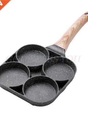 4 Hole Omelet Pan for Burger Eggs Ham Pancake Maker Wooden H