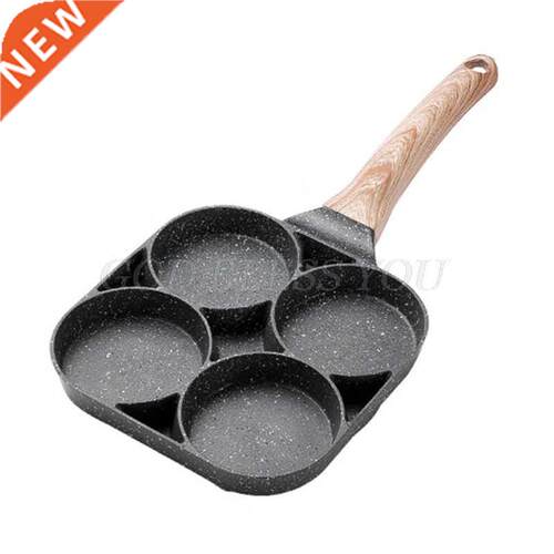 4 Hole Omelet Pan for Burger Eggs Ham Pancake Maker Wooden H