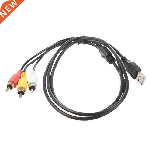 USB Male A to 3x RCA AV A/V TV Adapter Lead Cable 5Feet