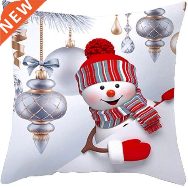 Christmas Sofa Pillow Case 3D Cute Snowman Cushion Cover