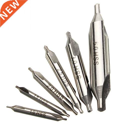 6pcs 5/3/2.5/2/1.5/1mm 60 Degree HSS Center Drills Bit Count